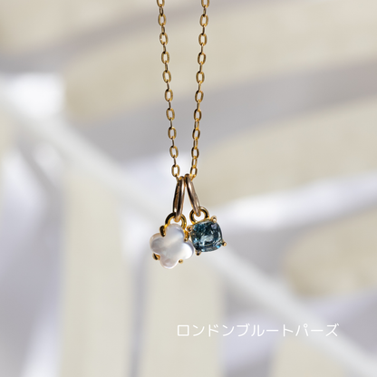 【3Way】ホワイトシェルフラワー×天然石チャームネックレス（Silver925 18kgp）