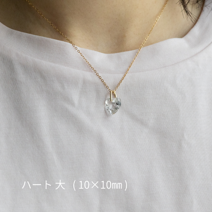 【14kgfネックレス】宝石質AAAクリスタル ハートシェイプネックレス