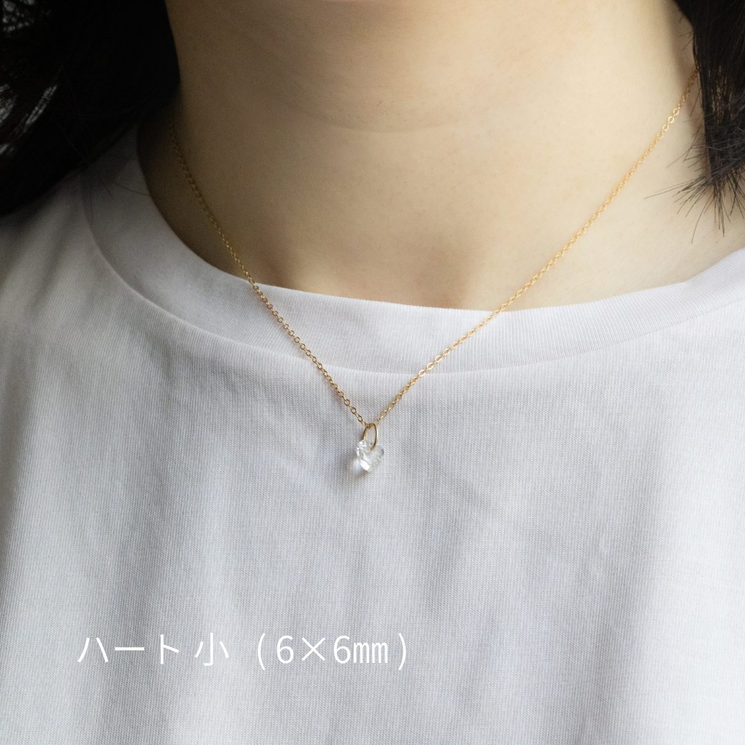 【14kgfネックレス】宝石質AAAクリスタル ハートシェイプネックレス