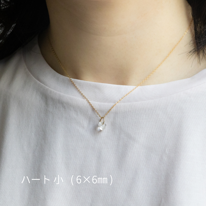 【14kgfネックレス】宝石質AAAクリスタル ハートシェイプネックレス