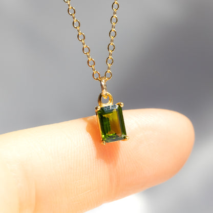 【上品】宝石質AAAクロムダイオプサイド レクタングルネックレス（14kgf）