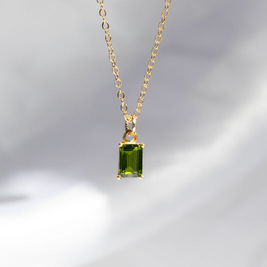 【上品】宝石質AAAクロムダイオプサイド レクタングルネックレス（14kgf）