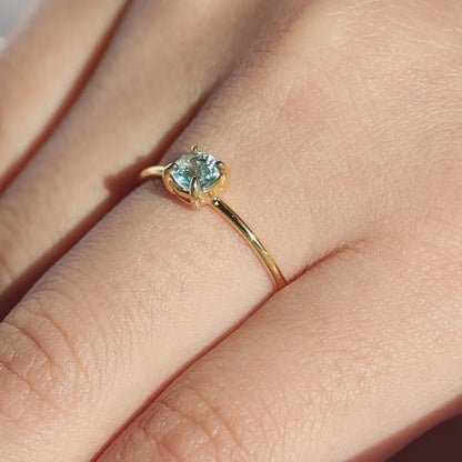 【Holiday collection】天然ブルージルコン ラウンドリング（Silver925 18kgp）