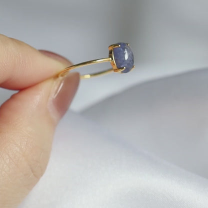 【クラシカル】宝石質タンザナイト オーバルリング（Silver925 18kgp）