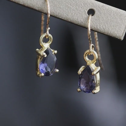 【ピアス／イヤリング】宝石質AAAアイオライト ペアシェイプピアス