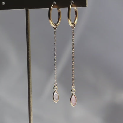 【ピアス／イヤリング】ピンクエピドート チェーンピアス