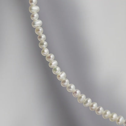 【上品ホワイト】淡水パール マンテルショートネックレス（Silver925 18kgp）