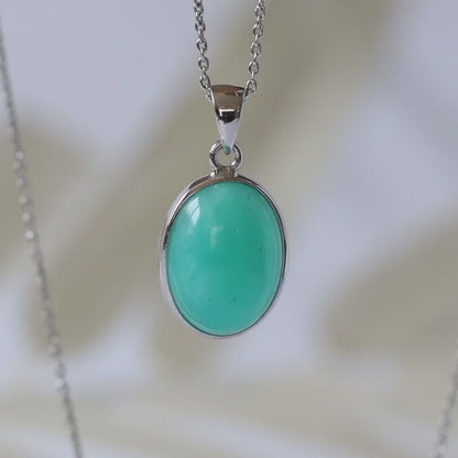 【1点もの】宝石質アマゾナイト 大粒オーバルネックレス（Silver925）