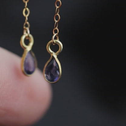 【ピアス／イヤリング】アイオライト チェーンピアス