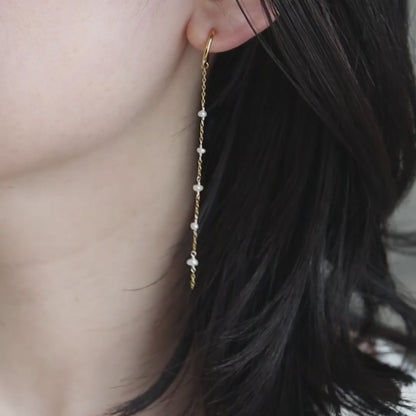 【ピアス／イヤリング】淡水パール ステーションピアス