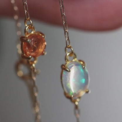 【14kgfチェーン】宝石質エチオピアンウォーターオパール オーバルブレスレット