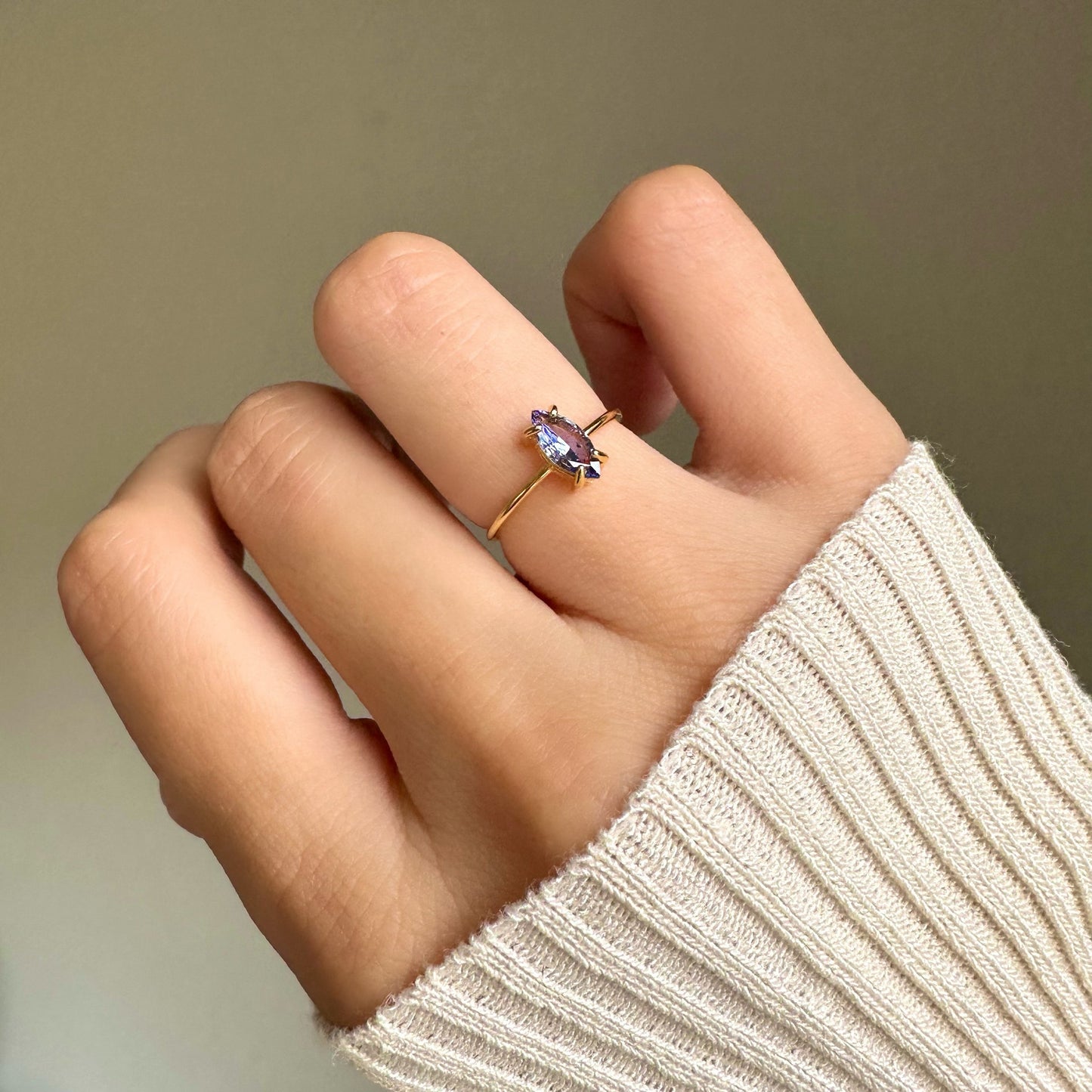 【再入荷】宝石質AAAタンザナイト マーキスリング（Silver925 18kgp）
